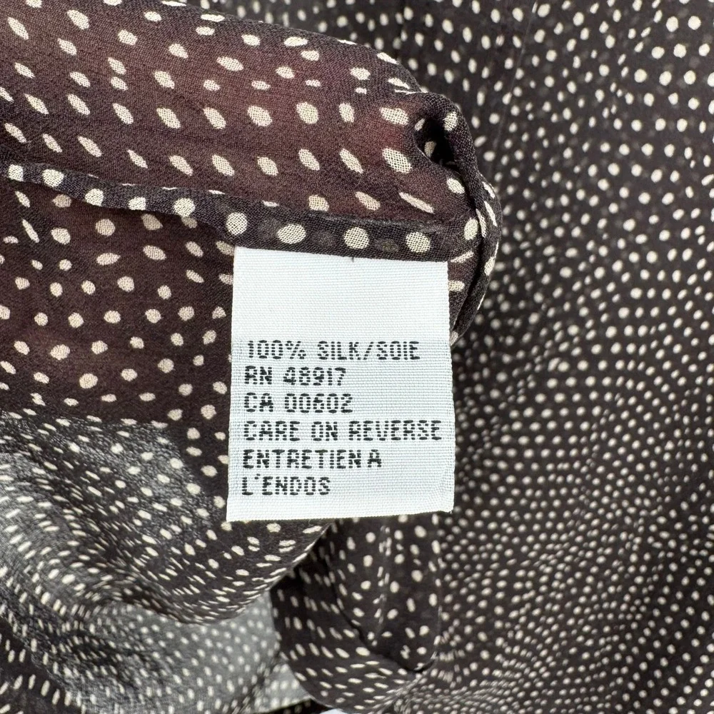 Calvin Klein Brown Polka Dot Sleeveless Sheer Silk Button Front‎ Blouse Sz 14 - Picture 11 of 11